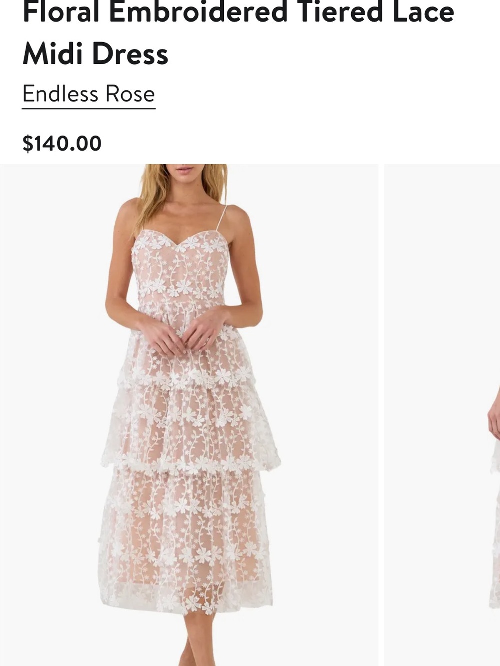 Endless Rose White Floral Lace Tiered Midi Dress